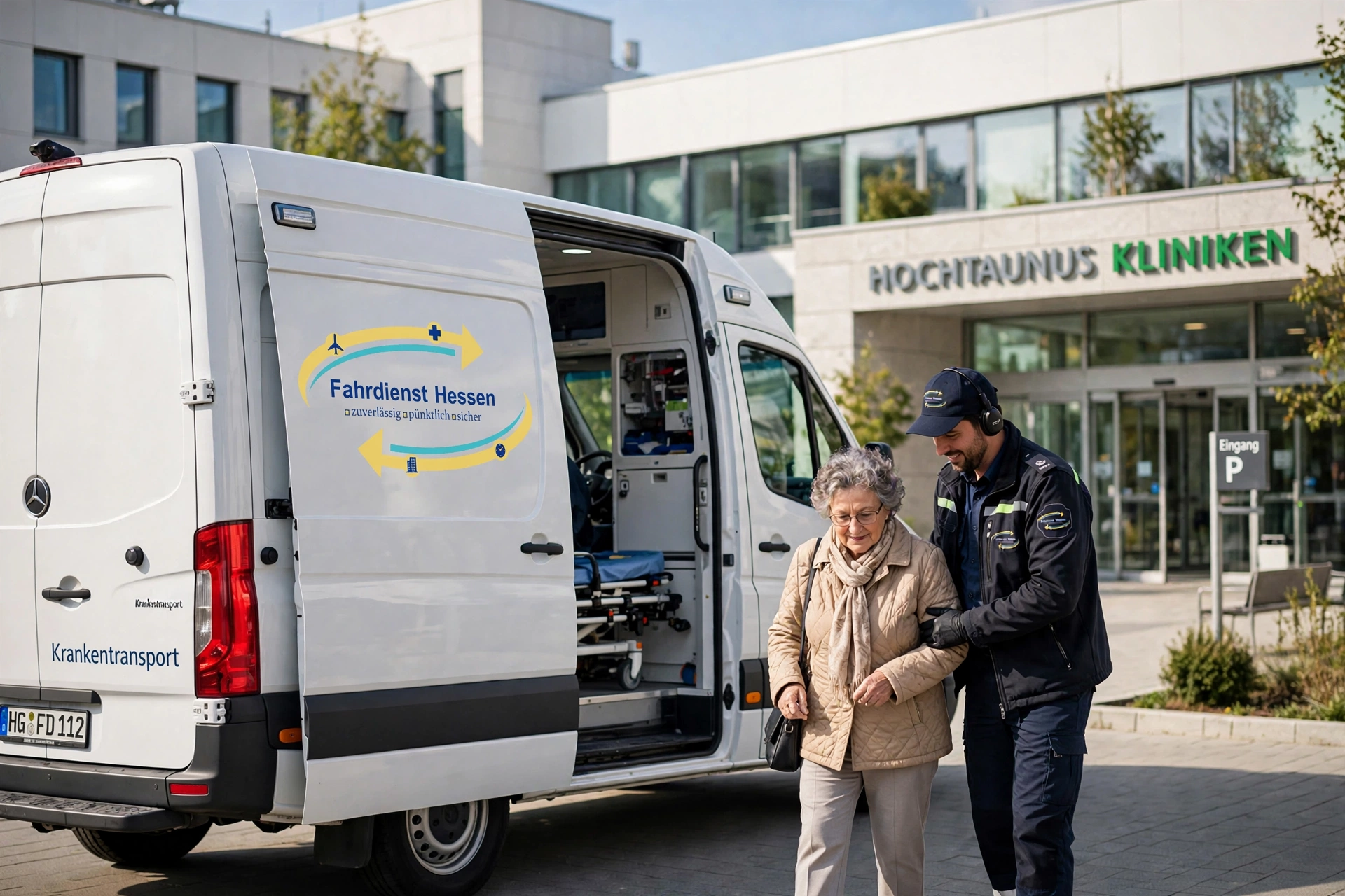 Fahrdienst Hessen vor HOCHTAUNUS KLINIKEN
